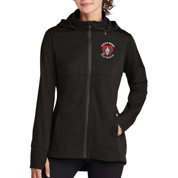 **CLOSEOUT ITEM** Ladies Hooded Soft Shell Jacket - Embroidered Logo Thumbnail